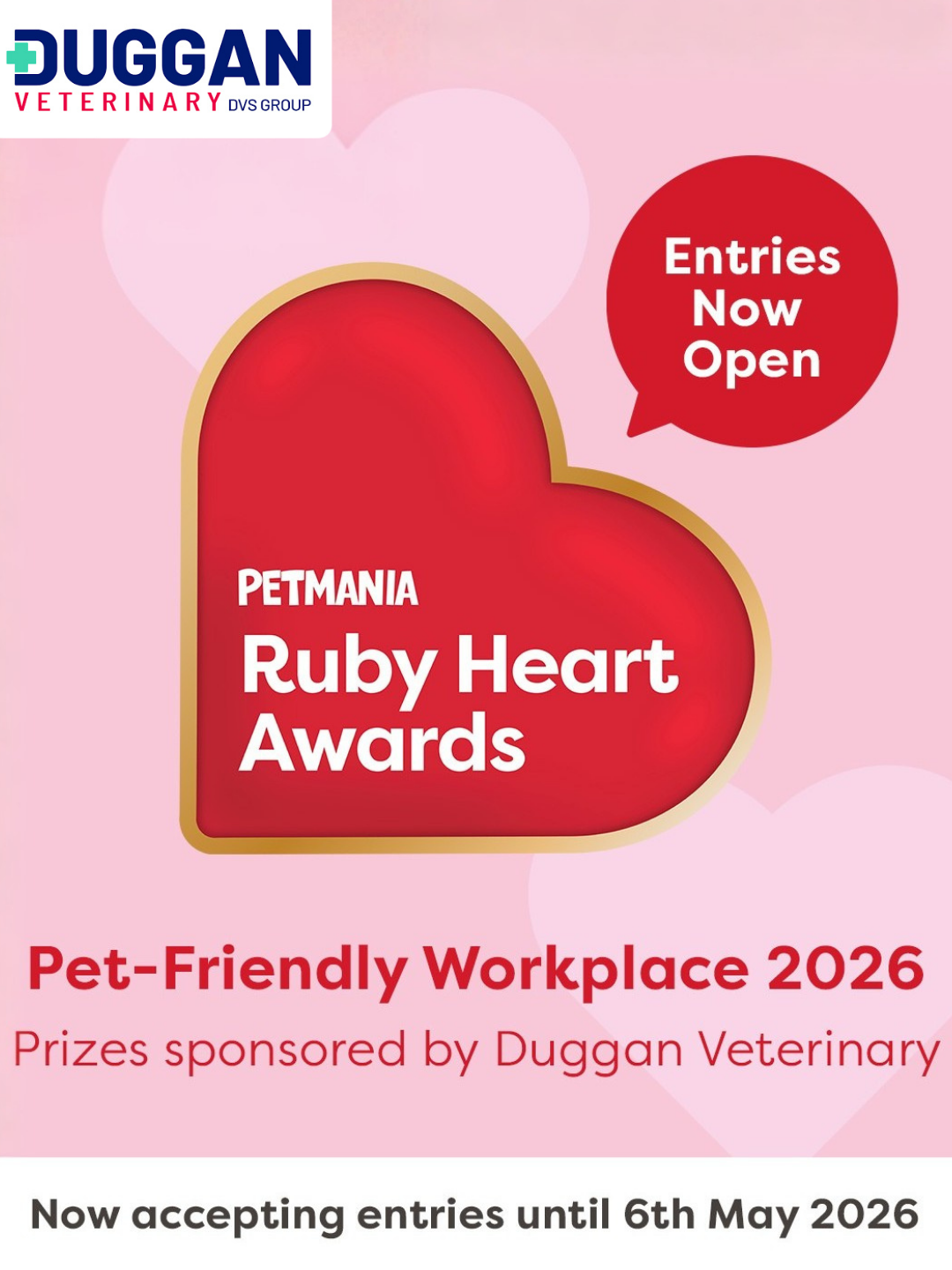 Pet-Friendly Workplace Award at the Petmania Ruby Heart Awards 2026.